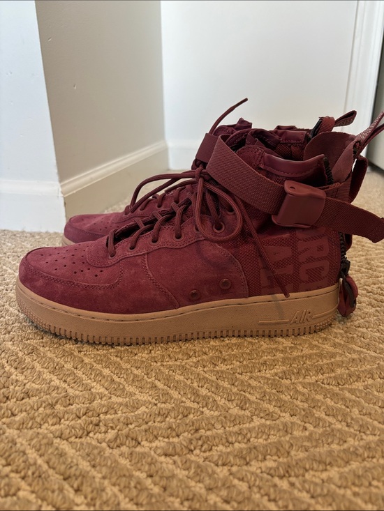 Nike Shoes - Nike Special Field Air Force 1 High Top Sneakers - Burgundy with Gum Sole